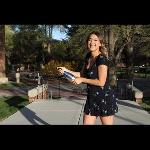 URBAN OUTFITTERS BLUE FLORAL MINI DRESS